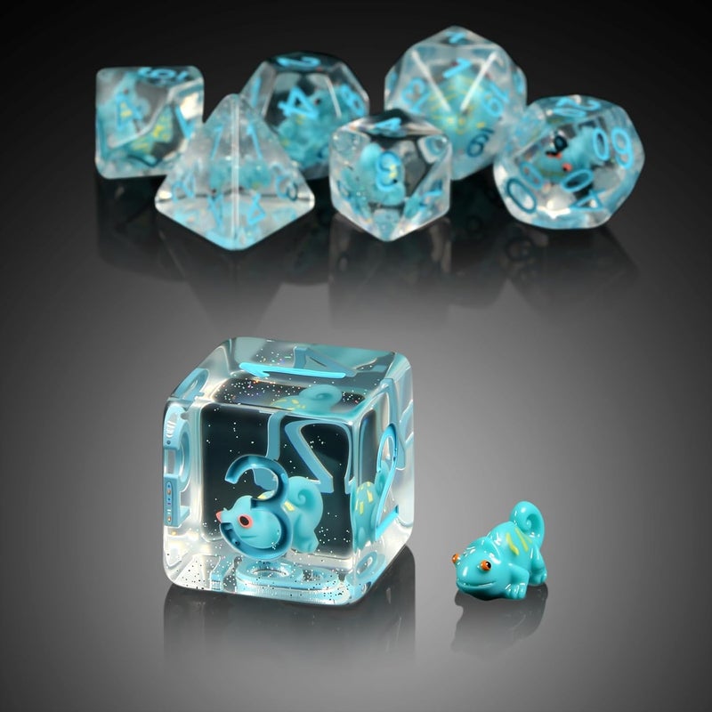 DNDND Chameleon D&D Dice Set, 7PCS Resin Dice Set with Velvet Bag for Dungeons and Dragons Role Playing Games and Tabletop Games（Chameleon - Image 2